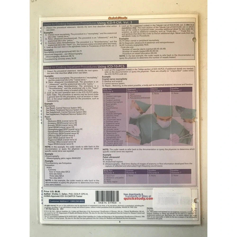 Quick Study Academic Medical Coding ICD-9-CM Vol.3 & ICD-10-PCS